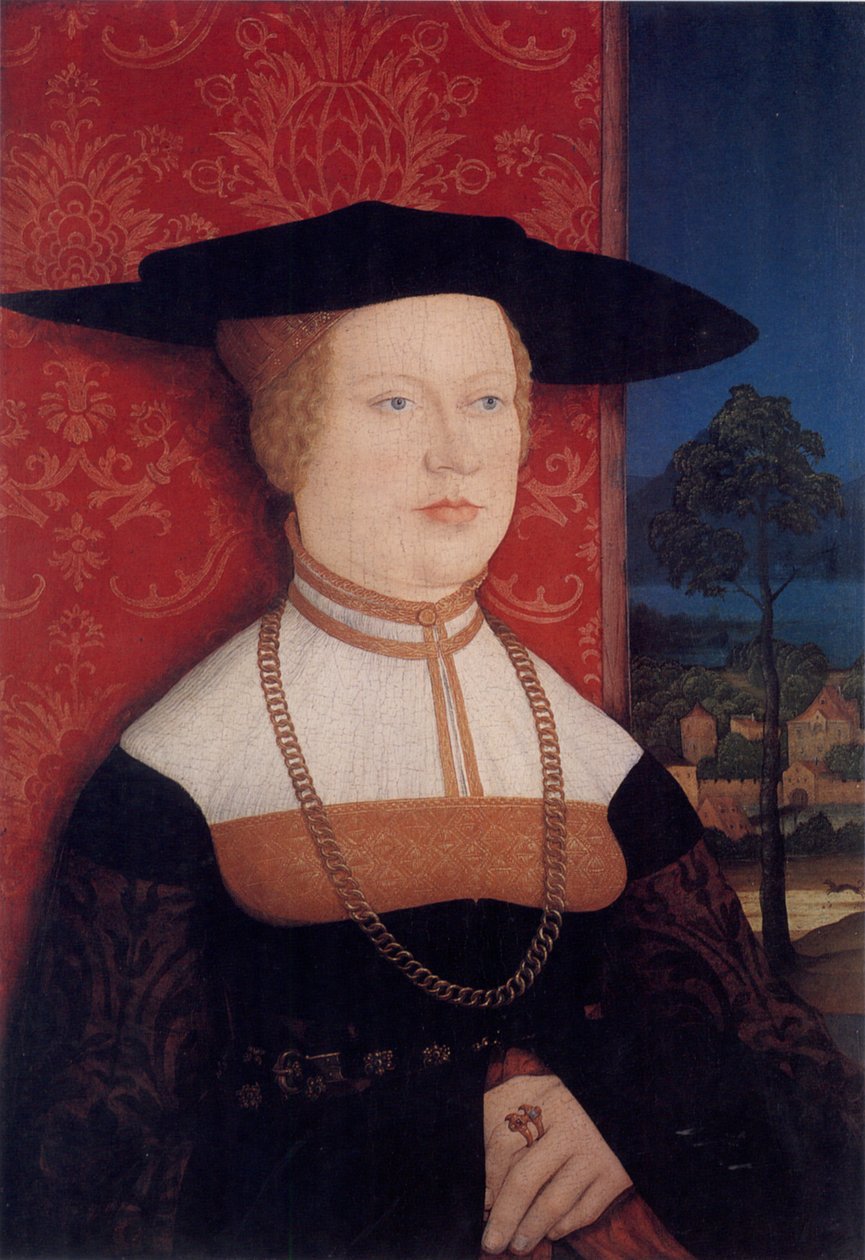 Portræt af Margarethe Rott, f. Vöhlin af Bernhard Strigel