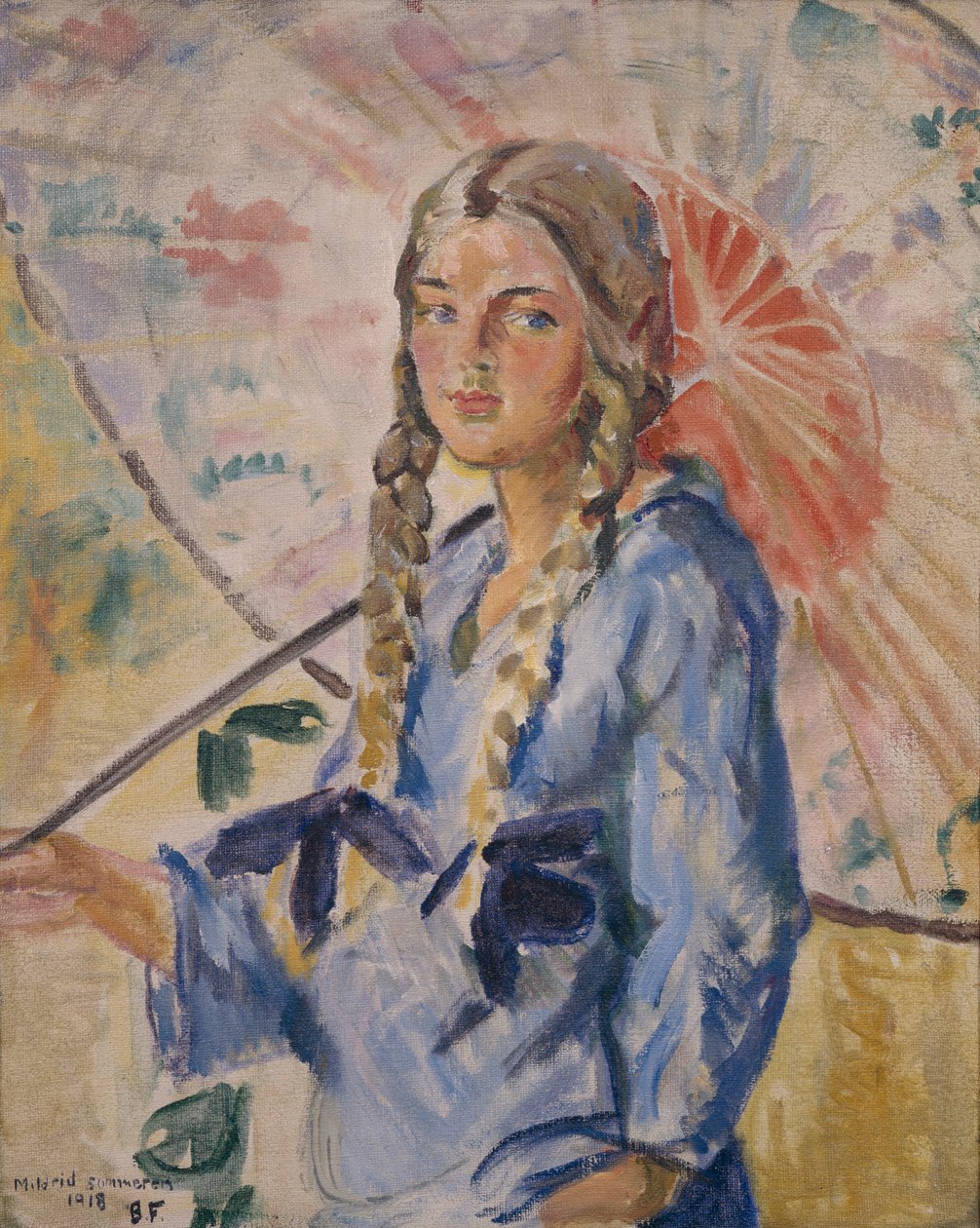Mildred med Parasol af Bernhard Dorotheus Folkestad