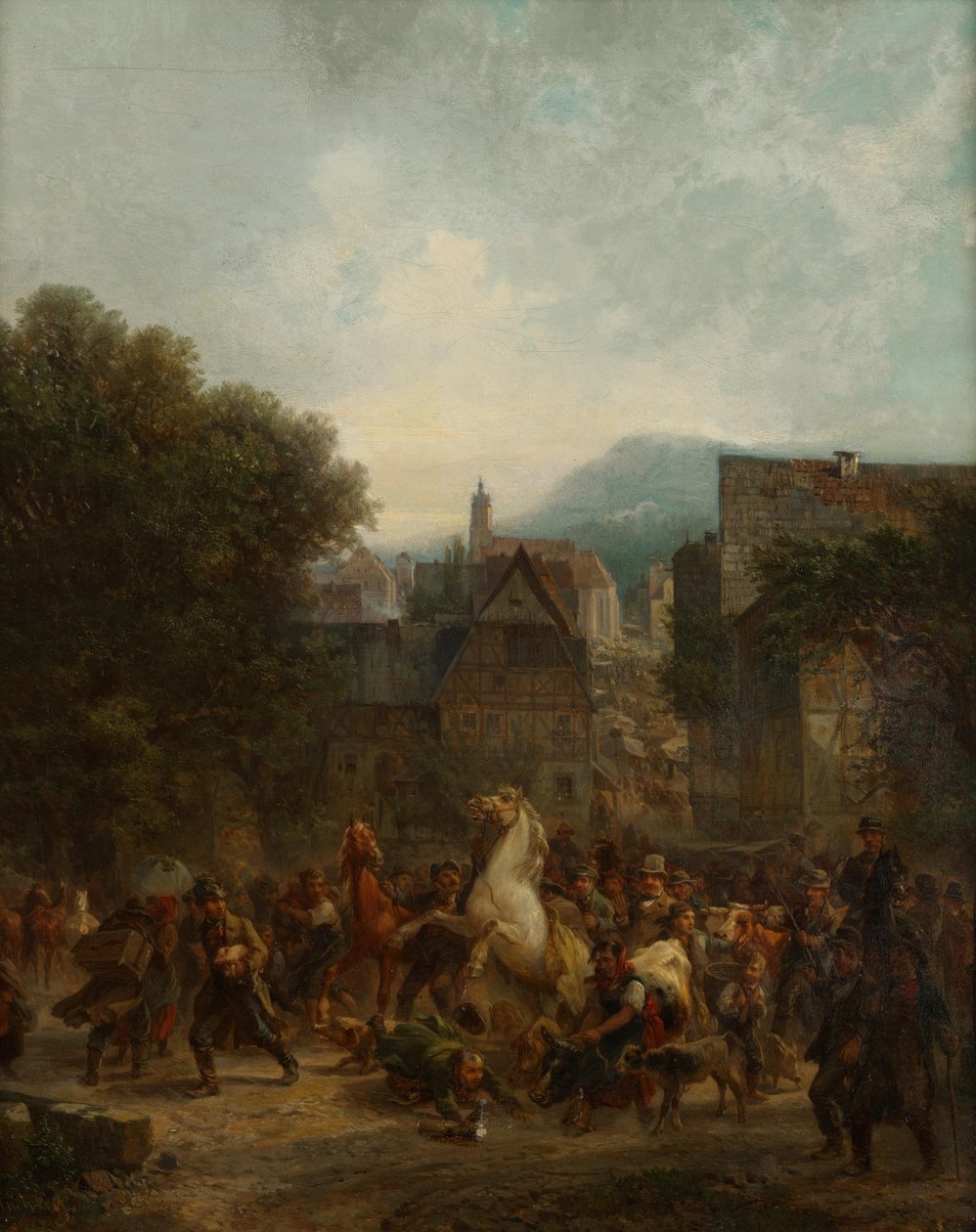 Kvægmarked i en lille by af Bernhard Muhlig