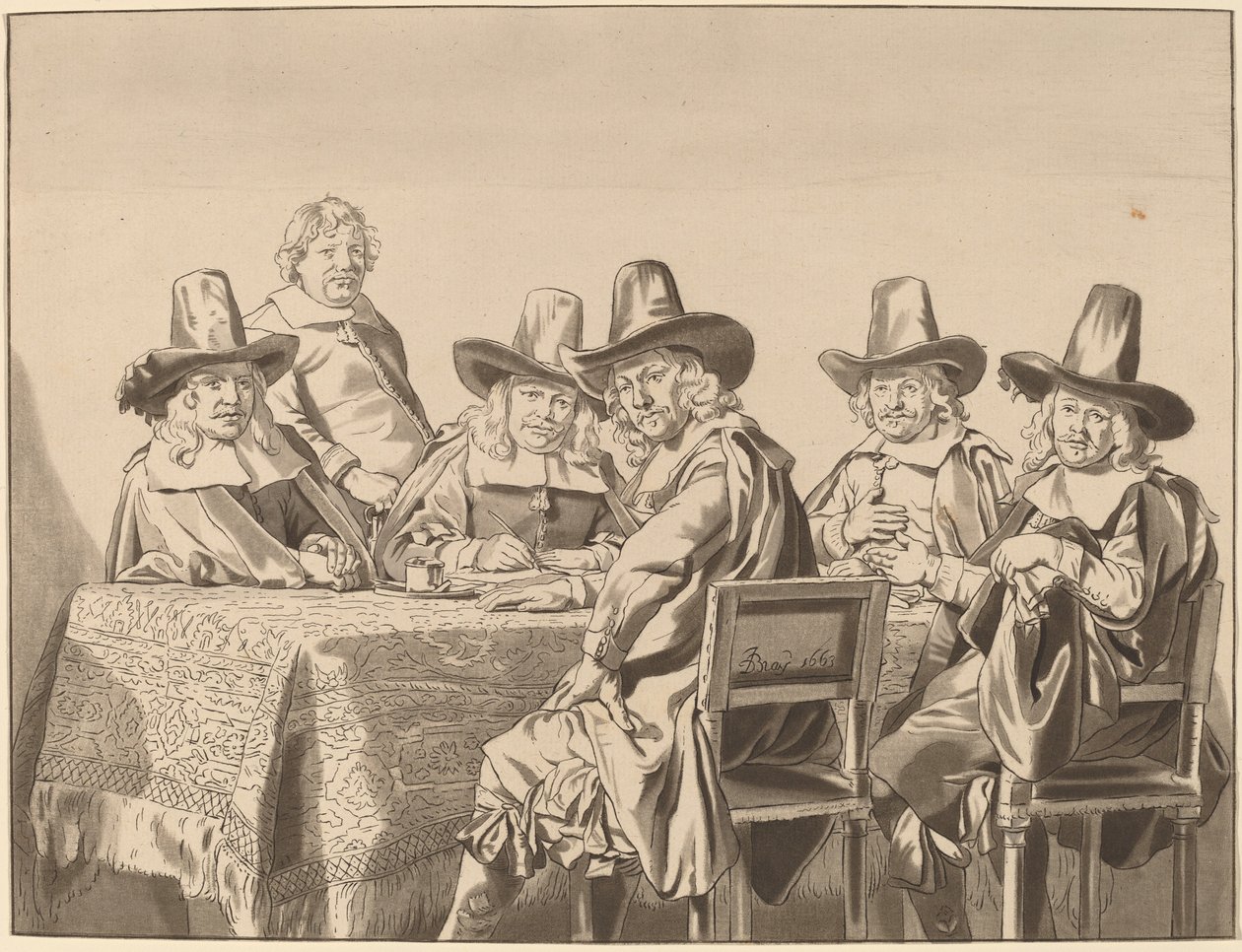 Direktører for forældreløse asyl i Haarlem, 1777, udgivet 1786. af Bernhard Schreuder