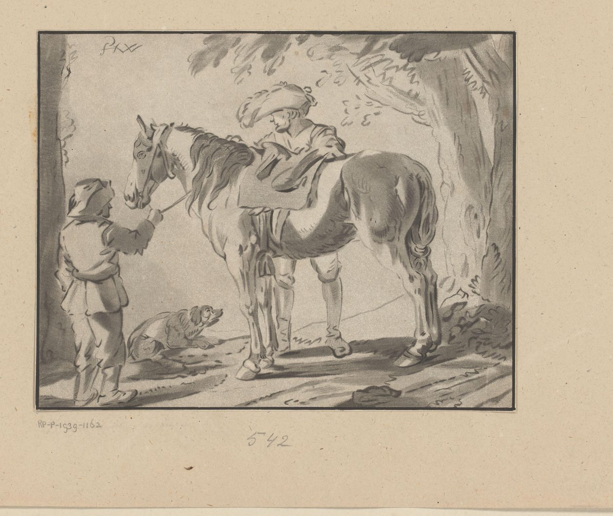 To mænd ved en hest af Bernhard Schreuder