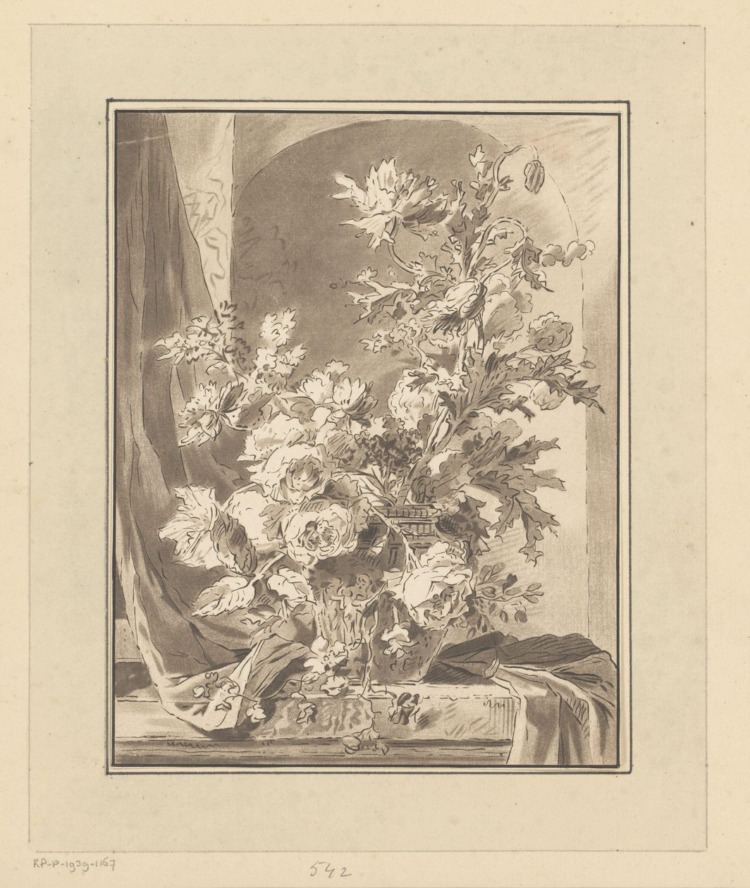 Vase med blomster til en niche af Bernhard Schreuder