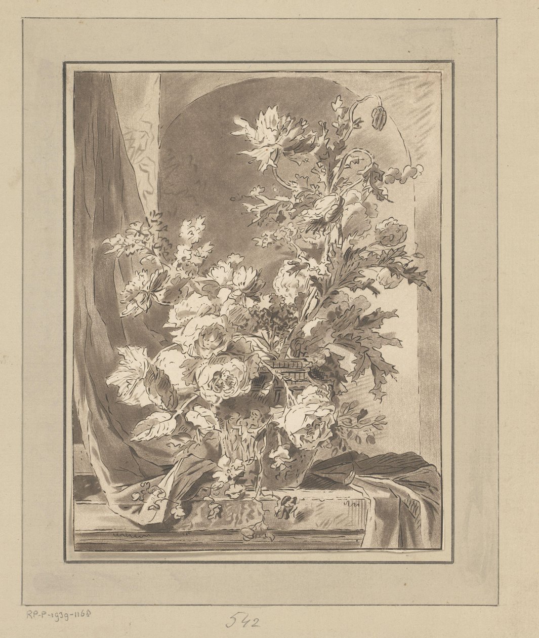 Vase med blomster til en niche af Bernhard Schreuder