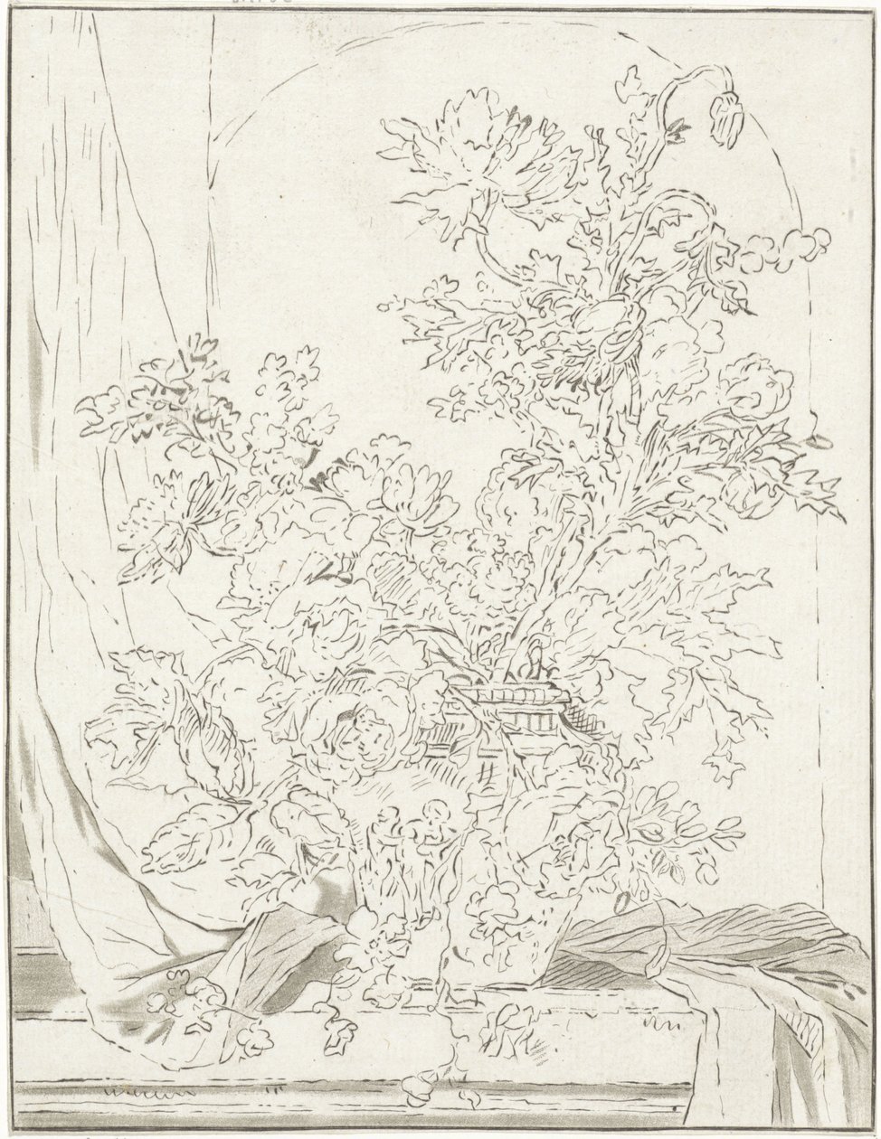 Vase med blomster til en niche af Bernhard Schreuder