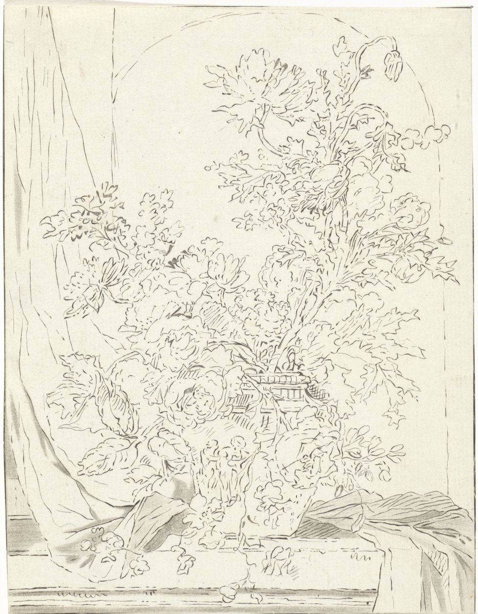 Vase med blomster til en niche af Bernhard Schreuder