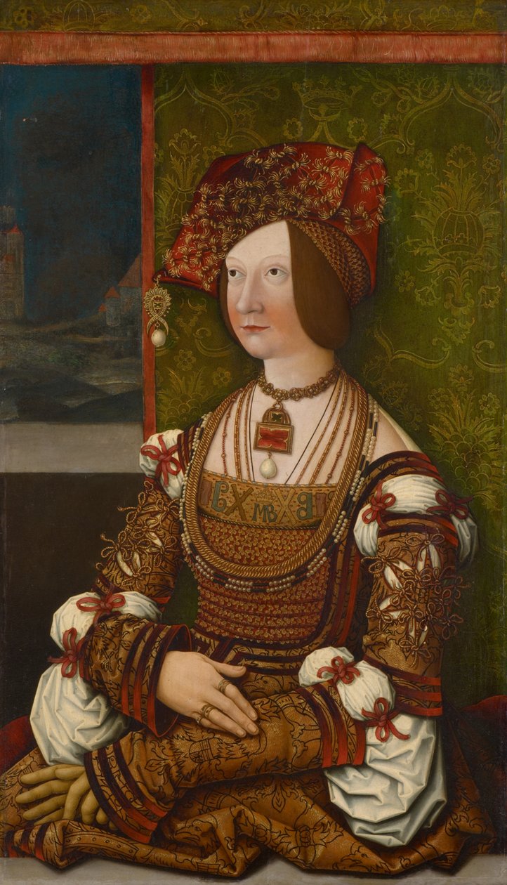 Portræt af Bianca Maria Sforza 1472-1510, ca. 1505-1510. af Bernhard, Strigel