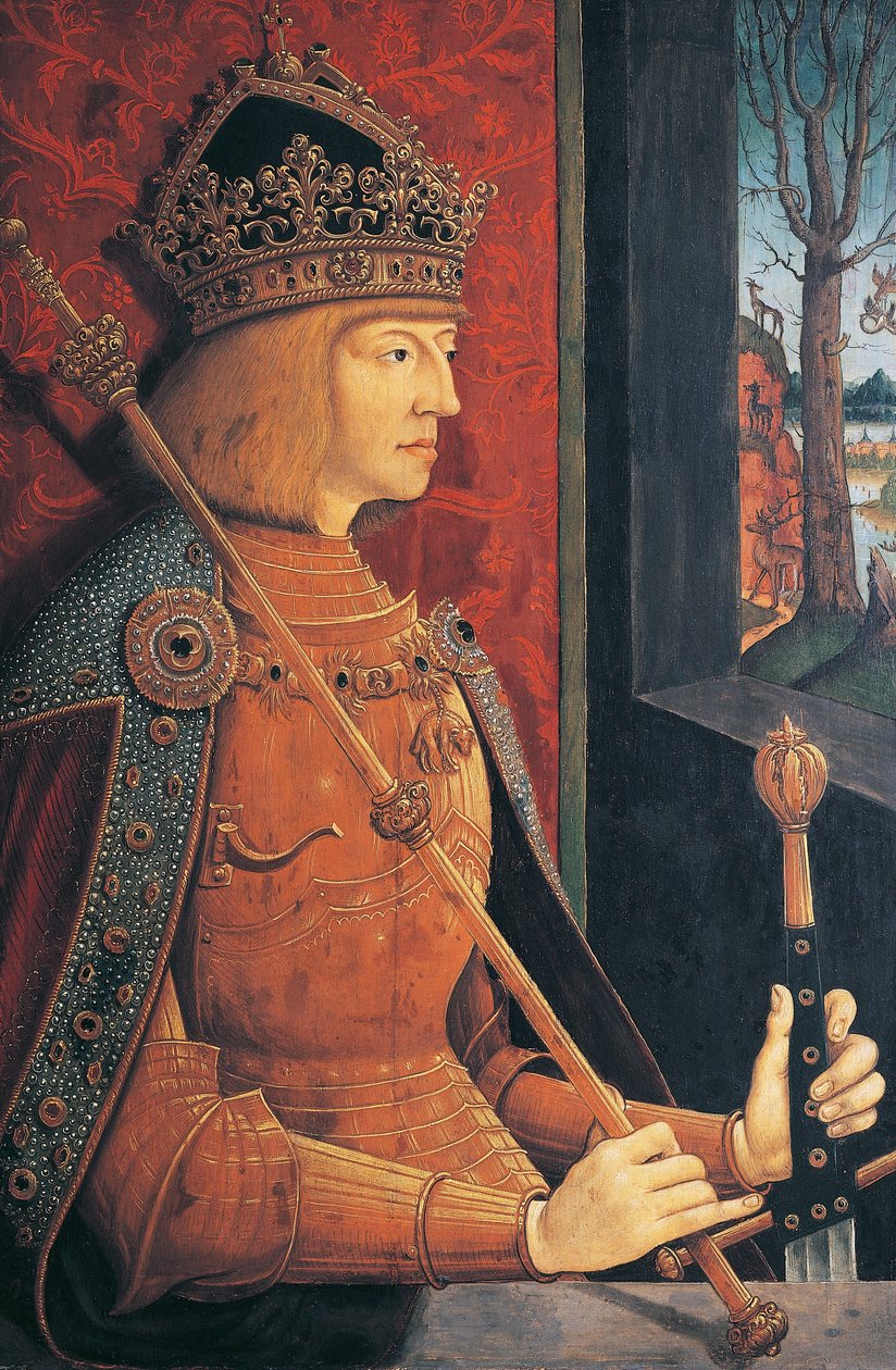 Portræt af Maximilian I af Østrig, kejser af det tysk-romerske rige af Bernhard Strigel