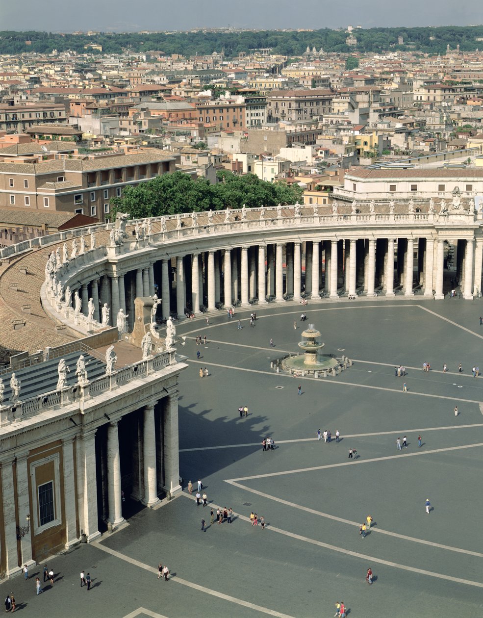 Udsigt over piazzaen, designet af Gian Lorenzo Bernini (1598-1680) 1656-67 af Bernini Algardi A. and Bitonto