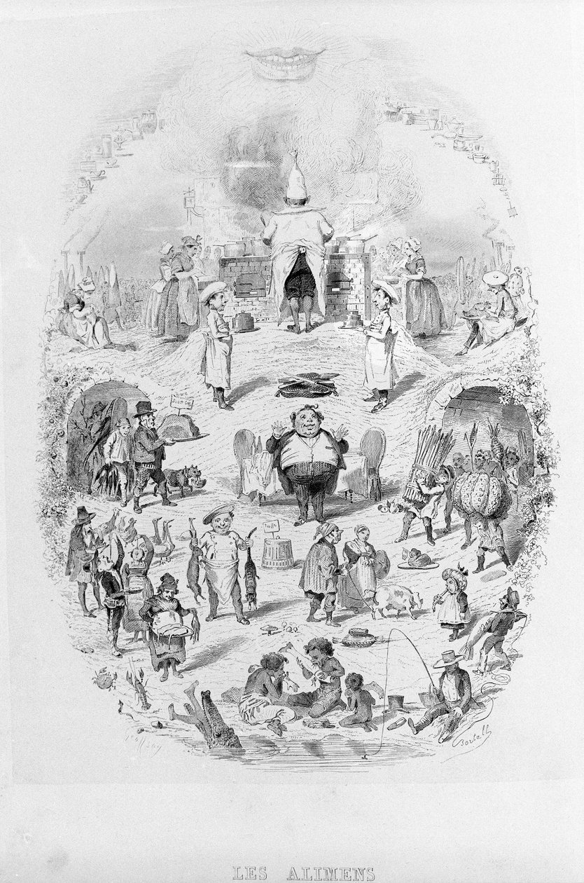 Mad: madlavning og forskellige måder at tilberede mad på i Brillat - Savarin illustreret af Bertall. Paris 1840. af Bertall