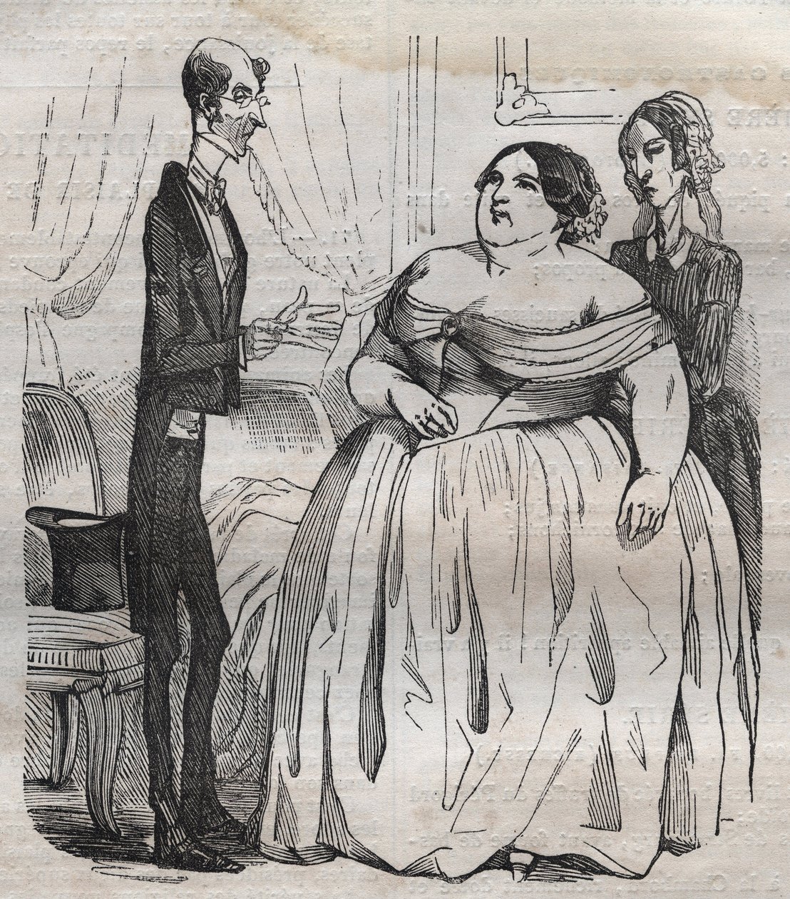 Gourmands - fedme og mager - indgravering i "La Physiologie du gout"" af Jean Anthelme Brillat Savarin (Brillat-Savarin) af Bertall
