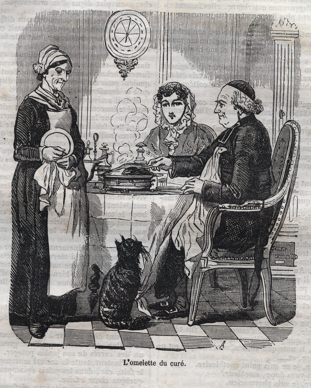Kurens omelet - indgravering i "La Physiologie du gout"" af Jean Anthelme Brillat Savarin (Brillat-Savarin) af Bertall