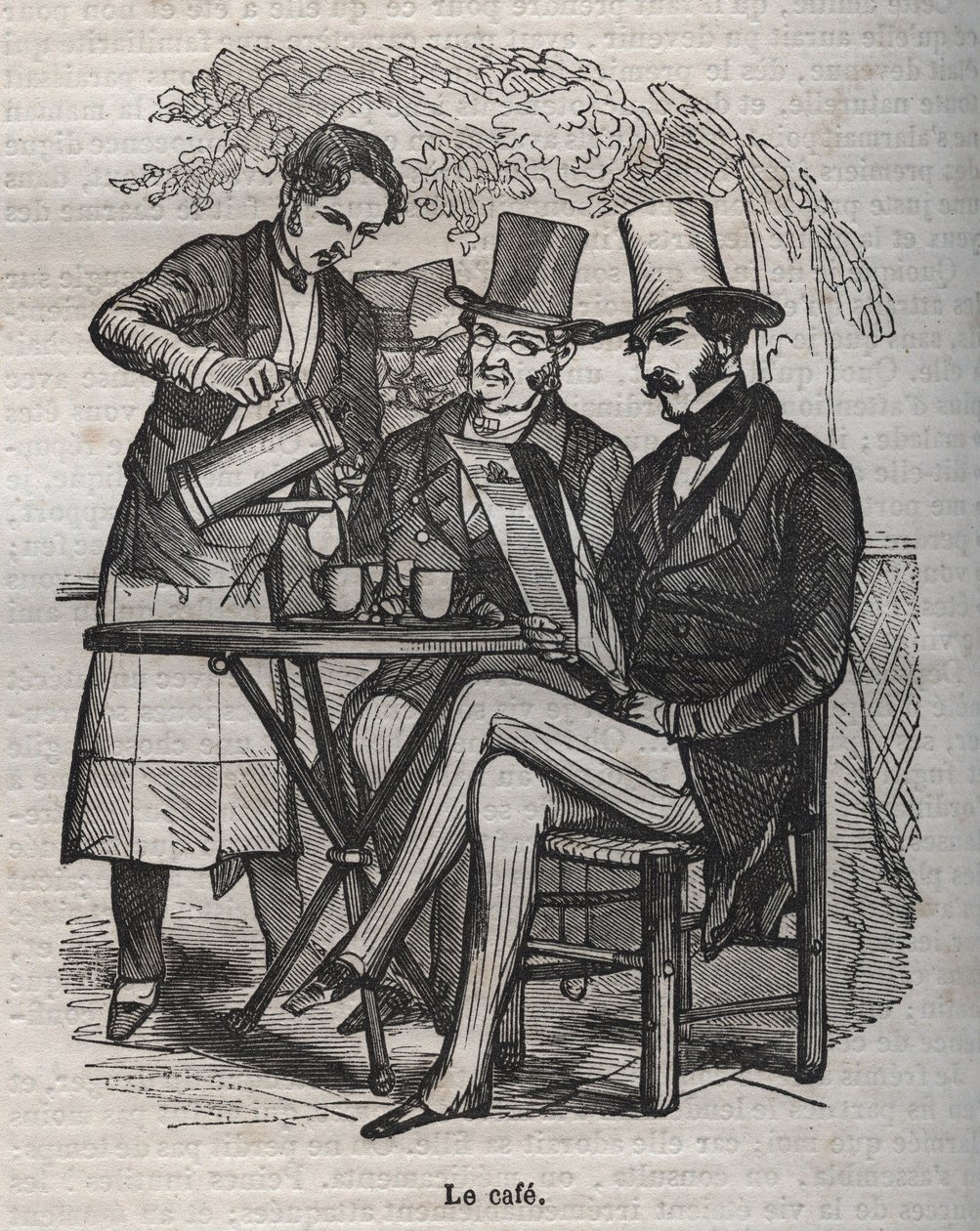 Kaffe - gravering i "La Physiologie du gout"" af Jean Anthelme Brillat Savarin af Bertall