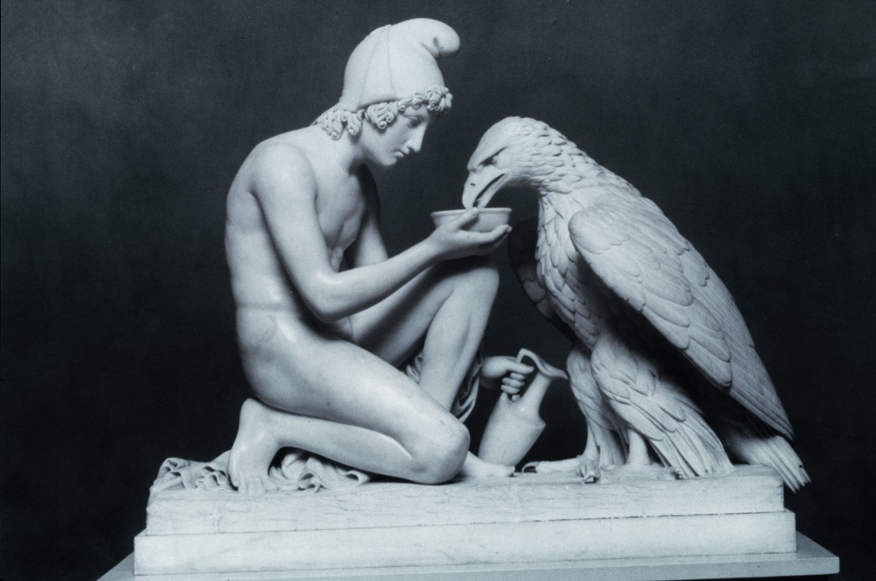 Ganymedes med Jupiters ørn, 1817 (marmor) af Bertel Thorvaldsen