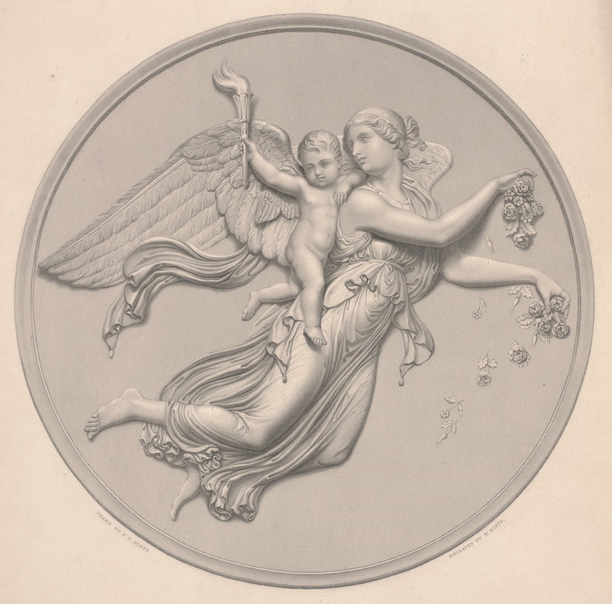 Morning, tegnet af F. R. Roffe (fl.1850-63), graveret af William Callio Roffe (1817-89), midten af 1800-tallet (gengivelse af gravering) af Bertel (after) Thorvaldsen