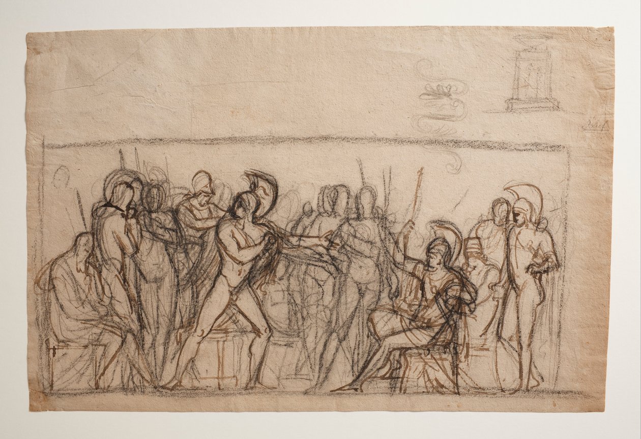 Agamenoner kæmper med Achilles. Dåbsskrifttype af Bertel Thorvaldsen