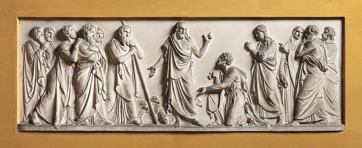 Kristus overdrager ledelsen af kirken til Sankt Peter af Bertel Thorvaldsen