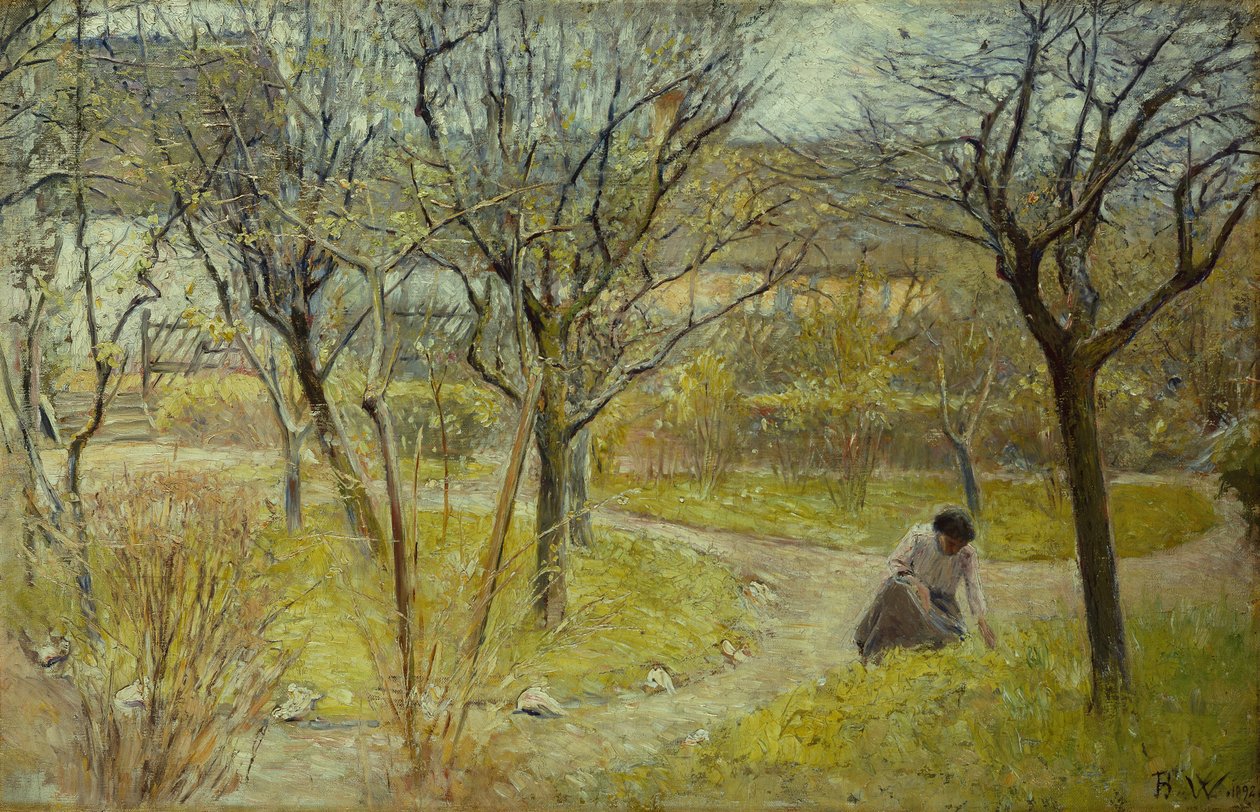 Forårsdag i haven af Bertha Wegmann