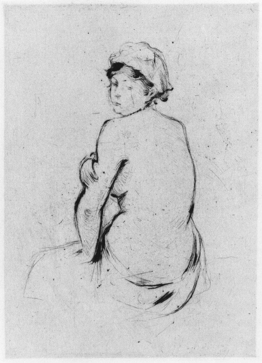 Kvindelig nøgen set bagfra, 1889 (tørpunkt) af Berthe Morisot