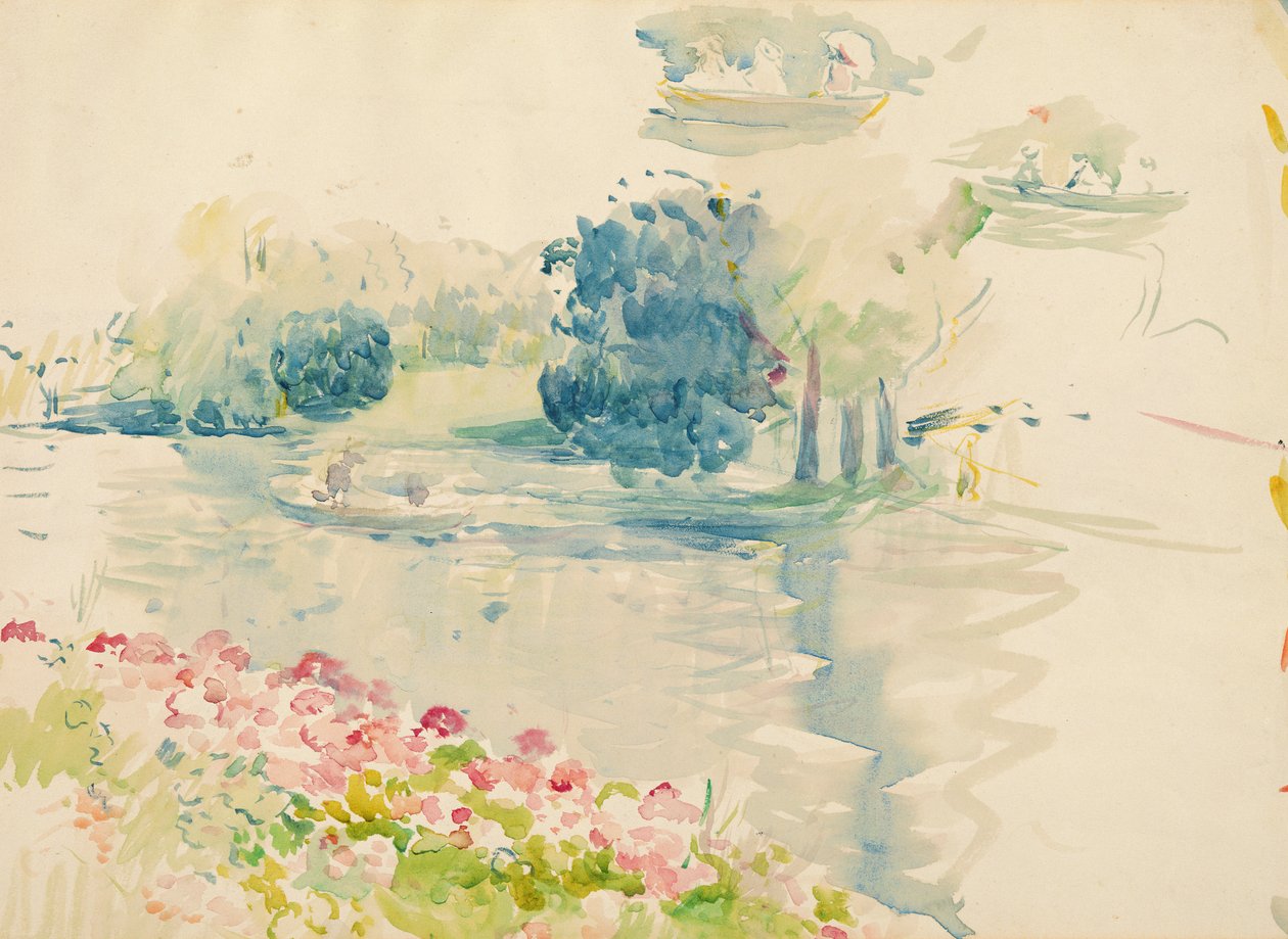 Pelargonier ved søen, 1893 af Berthe Morisot