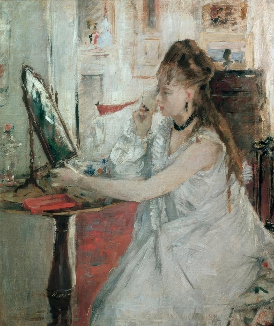 Jeune femme se poudrant (Ung kvinde pudder sig selv) af Berthe Morisot