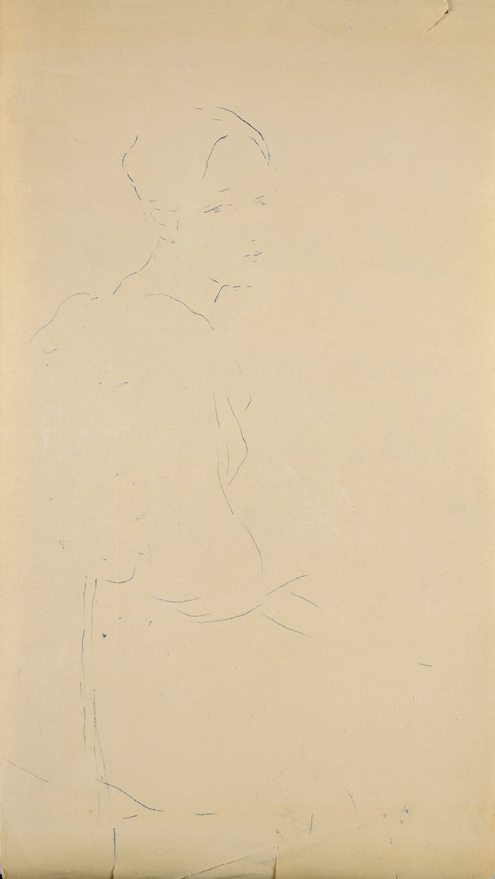 Profil af en ung siddende kvinde, 1887 (farvet blyant på papir) af Berthe Morisot