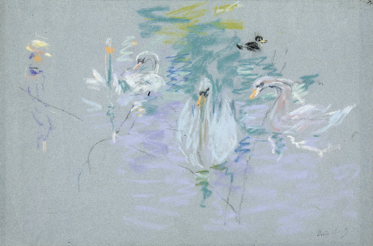 Svaner, 1885 (pastel på papir) af Berthe Morisot