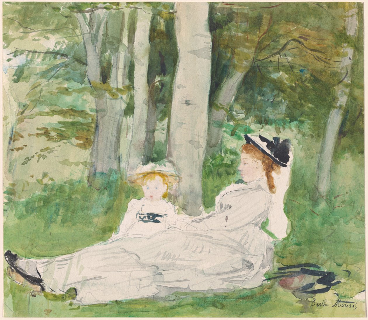 Ved skovkanten (Edma og Jeanne) af Berthe Morisot