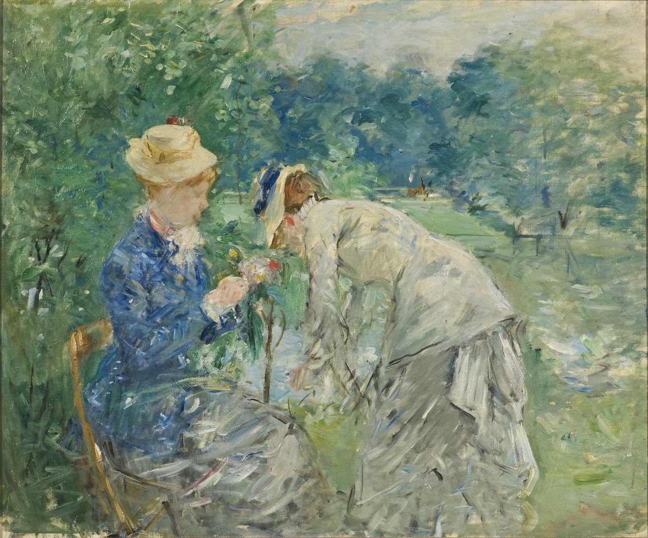 Au bois de Boulogne - I Bois de Boulogne, af Morisot, Berthe (1841-1895). Olie på lærred, før 1880. Mål: 61x73,5 cm. Nationalmuseum Stockholm af Berthe Morisot