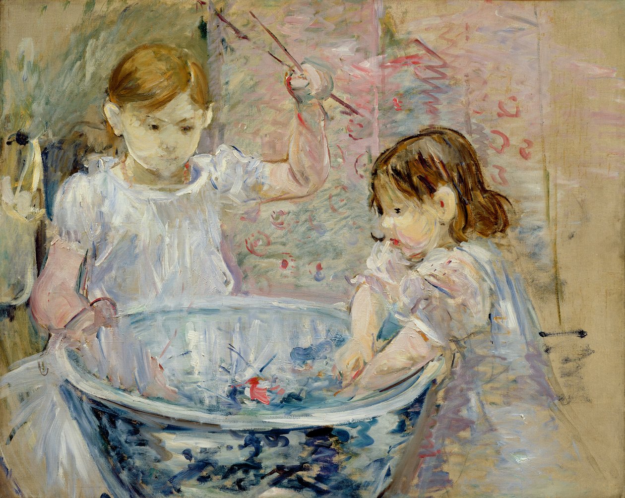 Børn ved bassinet, 1886 af Berthe Morisot