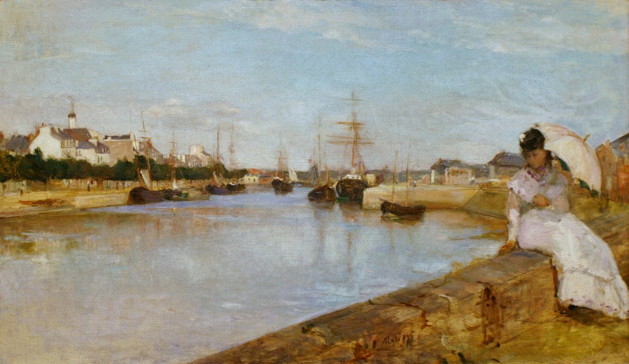 Fransk: Vue du petit port de Lorient Havnen i Lorient af Berthe Morisot