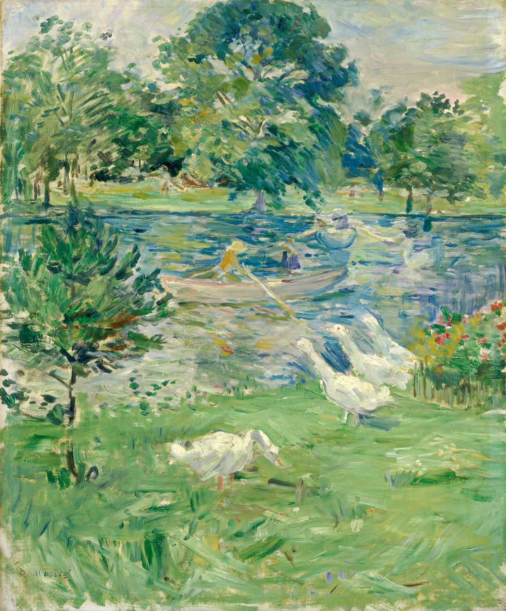 Pige i en båd med gæs, 1889 af Berthe Morisot