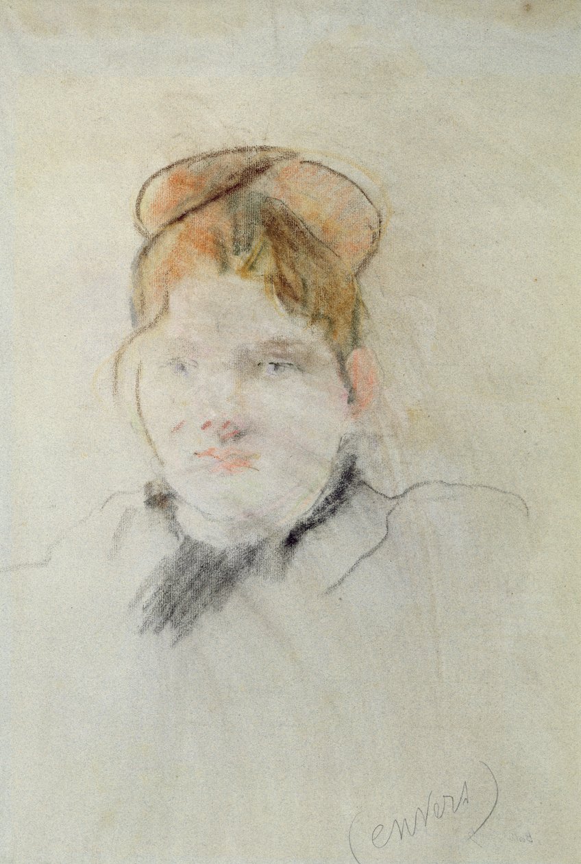 Head of a Woman, 1886 (pastel på papir) af Berthe Morisot