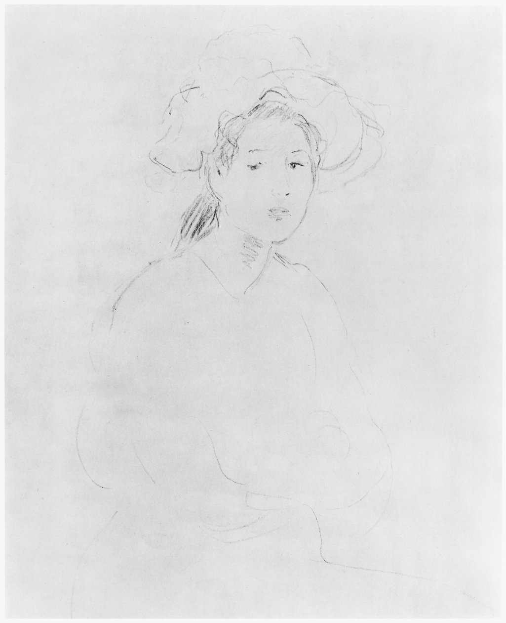 Hoved af en kvinde (Verso) (se 383972 Recto) 1893 af Berthe Morisot