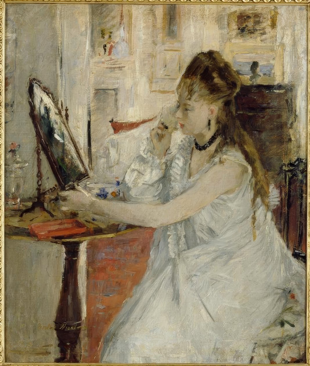 Jeune femme se poudrant (Ung kvinde pudder sig selv) af Berthe Morisot