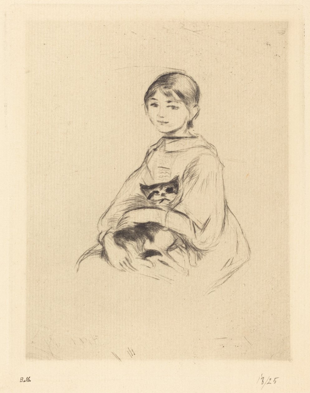 Julie Manet med en kat i armene af Berthe Morisot