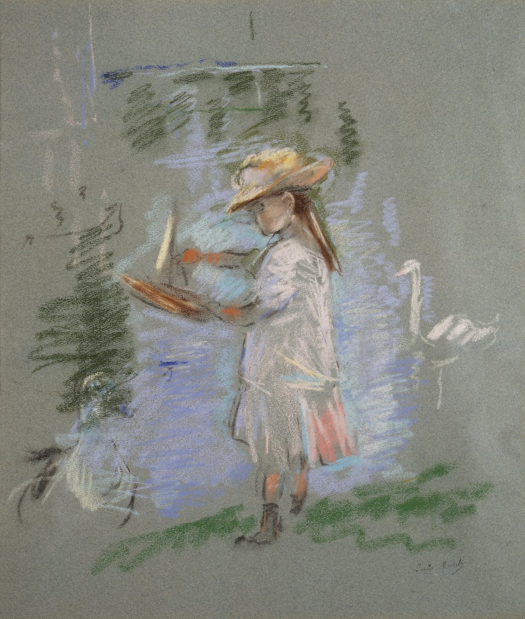 Julie i Pink ved søen af Berthe Morisot