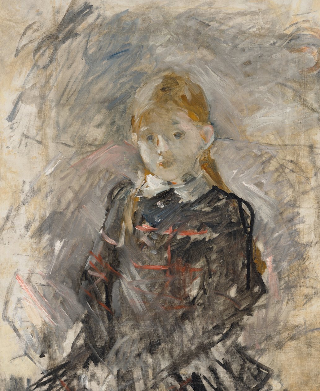 Lille pige med blondt hår af Berthe Morisot