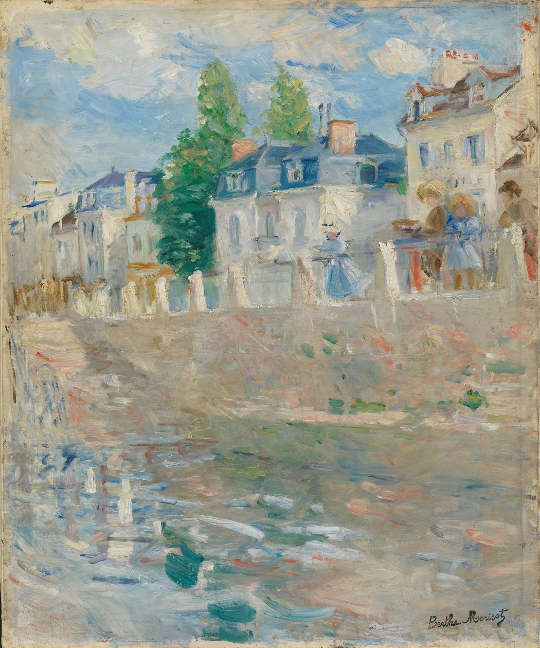 På bredden af Seinen ved Bougival af Berthe Morisot