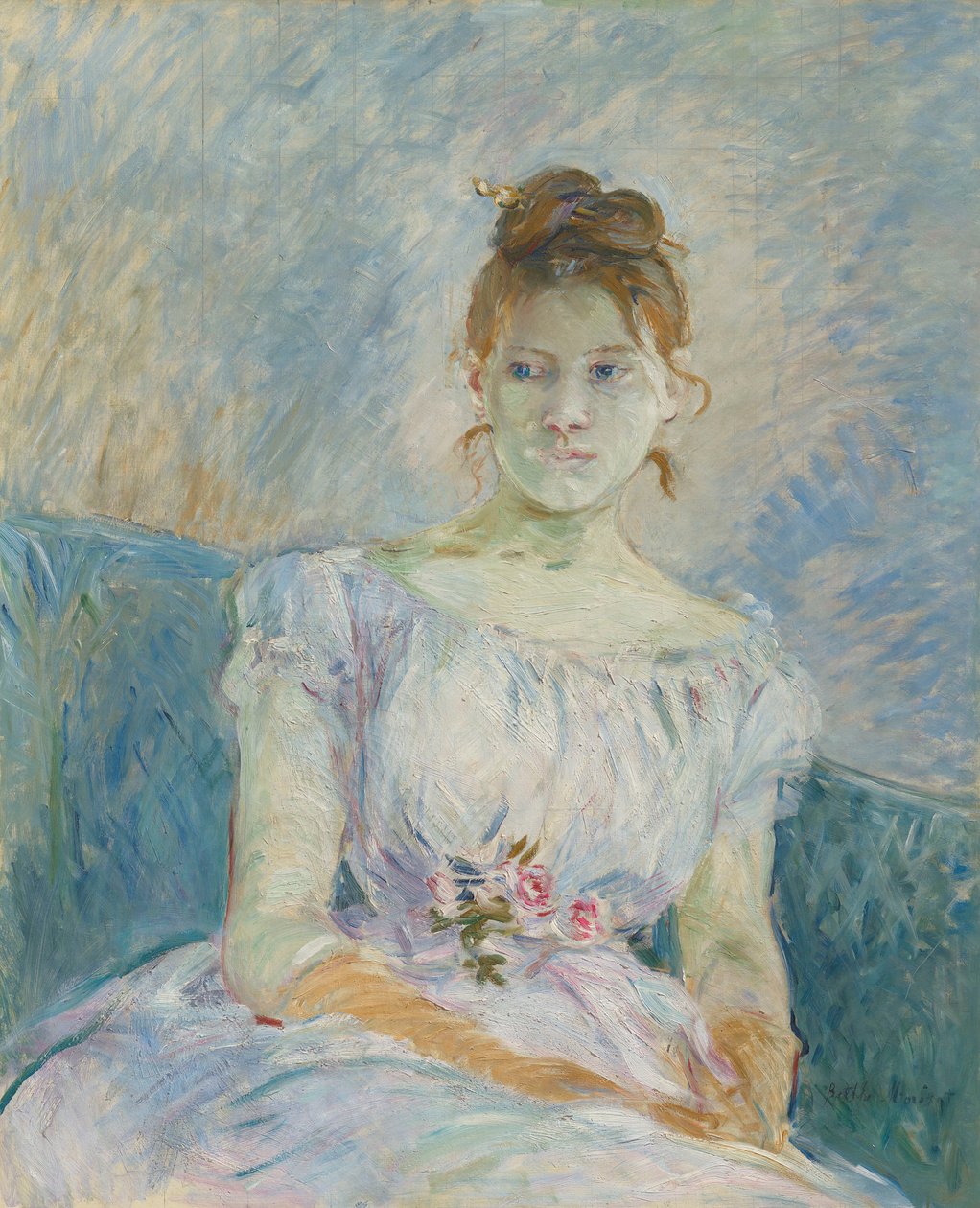 Paula Gobillard i hendes balkjole, 1887. af Berthe Morisot