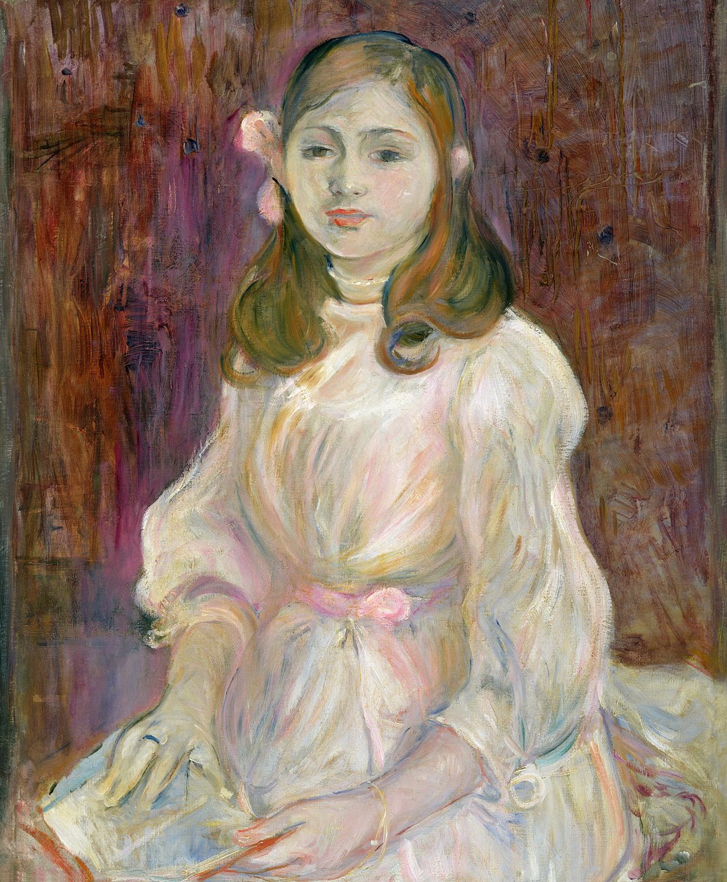 Portræt af Julie Manet (1878-1966) Holder en bog, 1889 af Berthe Morisot