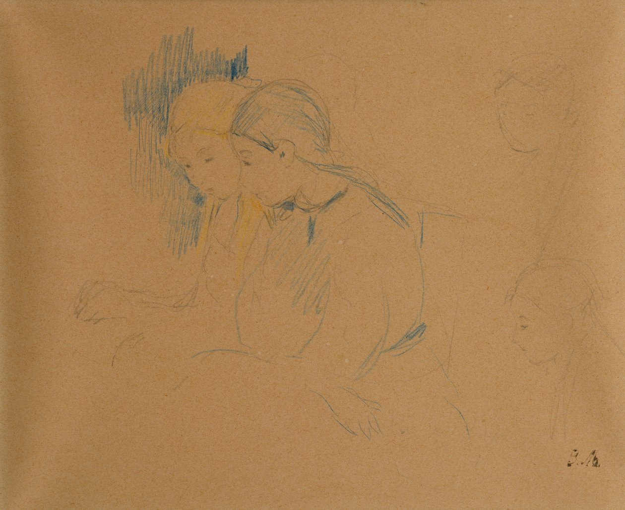Portræt af unge piger (farveblyanter og blyant) af Berthe Morisot