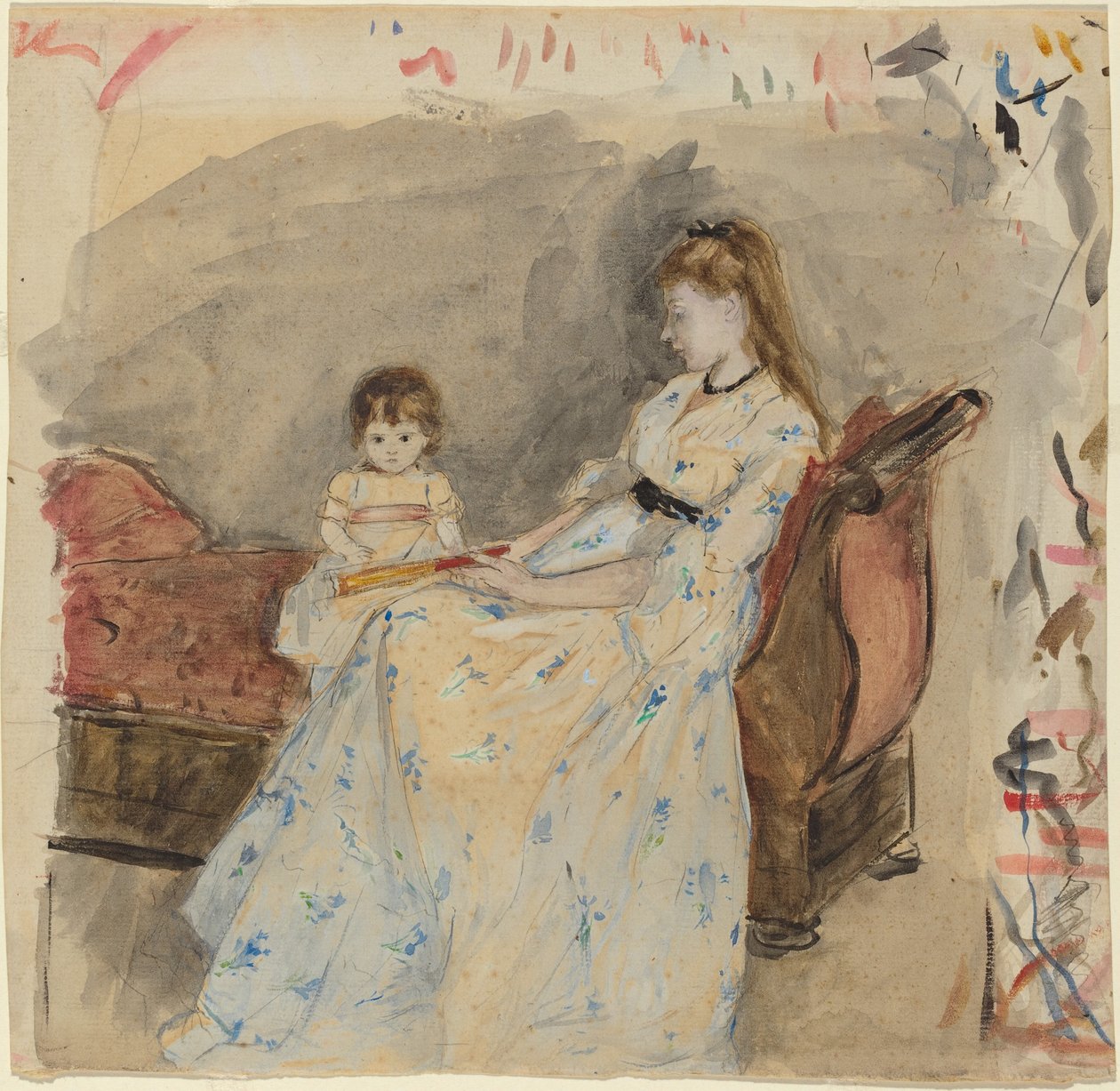 Kunstnerens søster, Edma, med hendes datter, Jeanne, 1872. af Berthe Morisot
