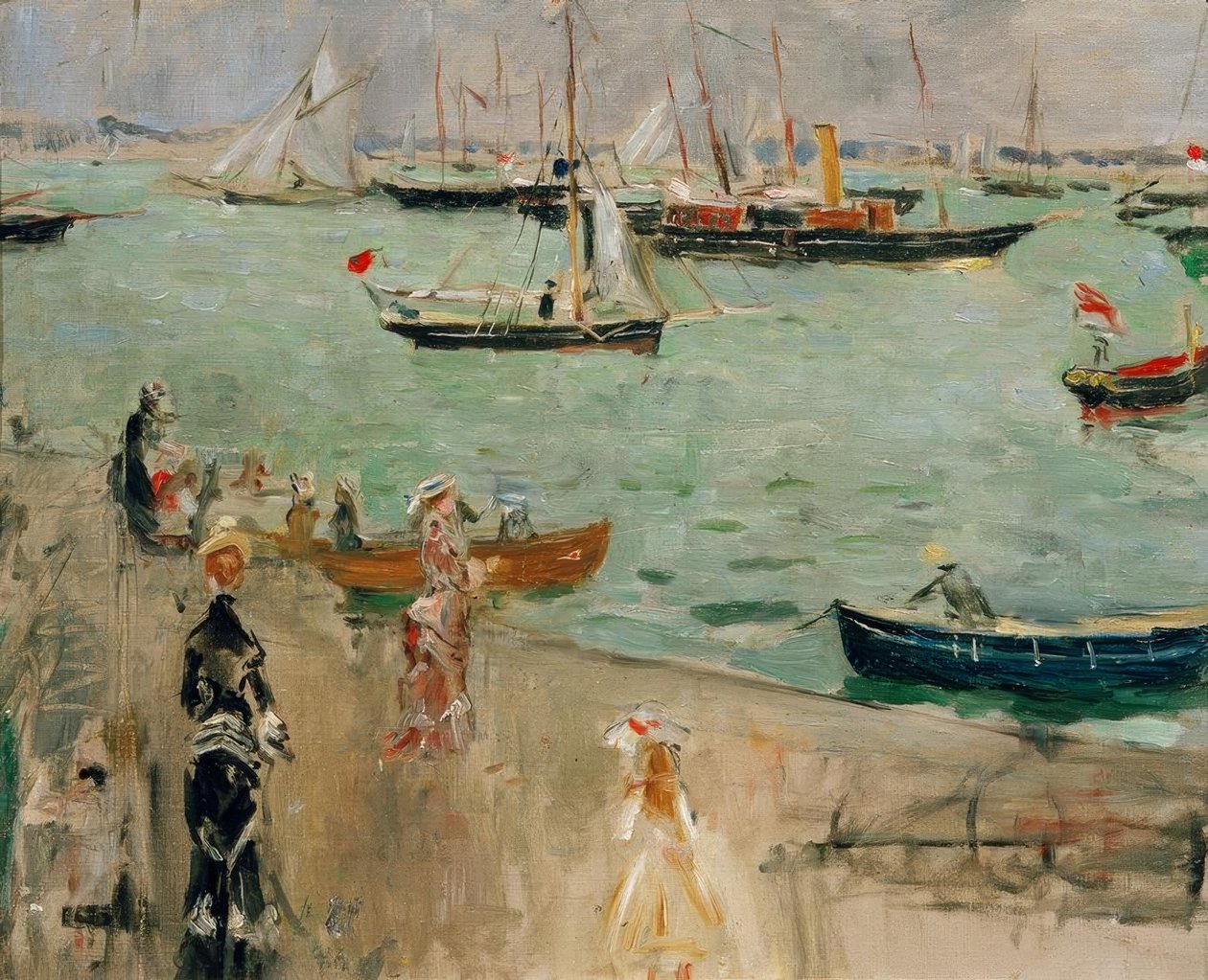 Udsigt over Solent (Isle of Wight) eller Marine i England af Berthe Morisot