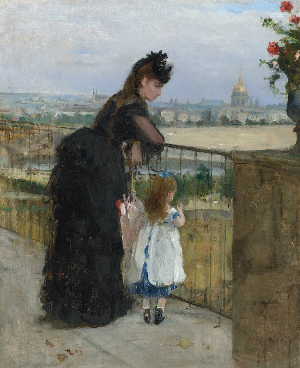 Kvinde og barn på en balkon af Berthe Morisot