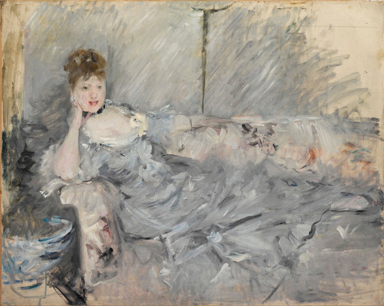 Kvinde i grå liggende, 1879. af Berthe Morisot