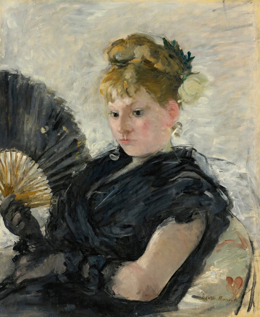 Kvinde med fan, 1876. af Berthe Morisot