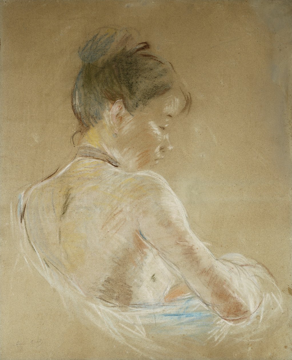 Ung pige med nøgne skuldre; Ung pige med bare skuldre, 1885 af Berthe Morisot
