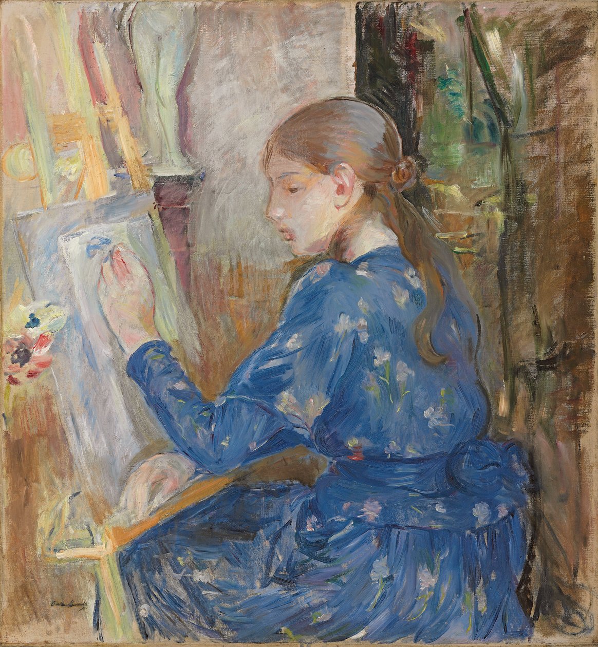 Ung pige skriver; Ung pige skriver, 1891 af Berthe Morisot