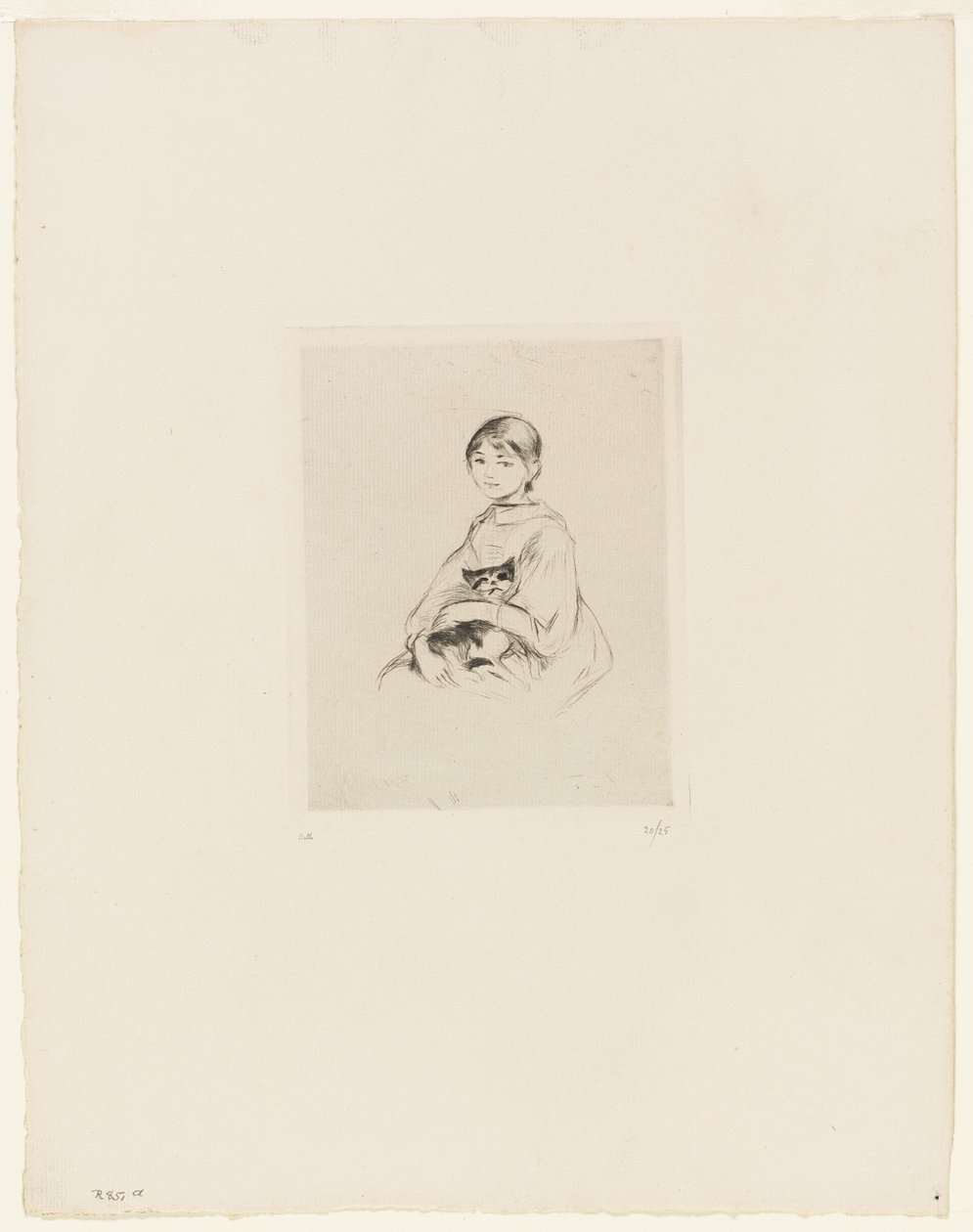 Ung pige med kat af Berthe Morisot