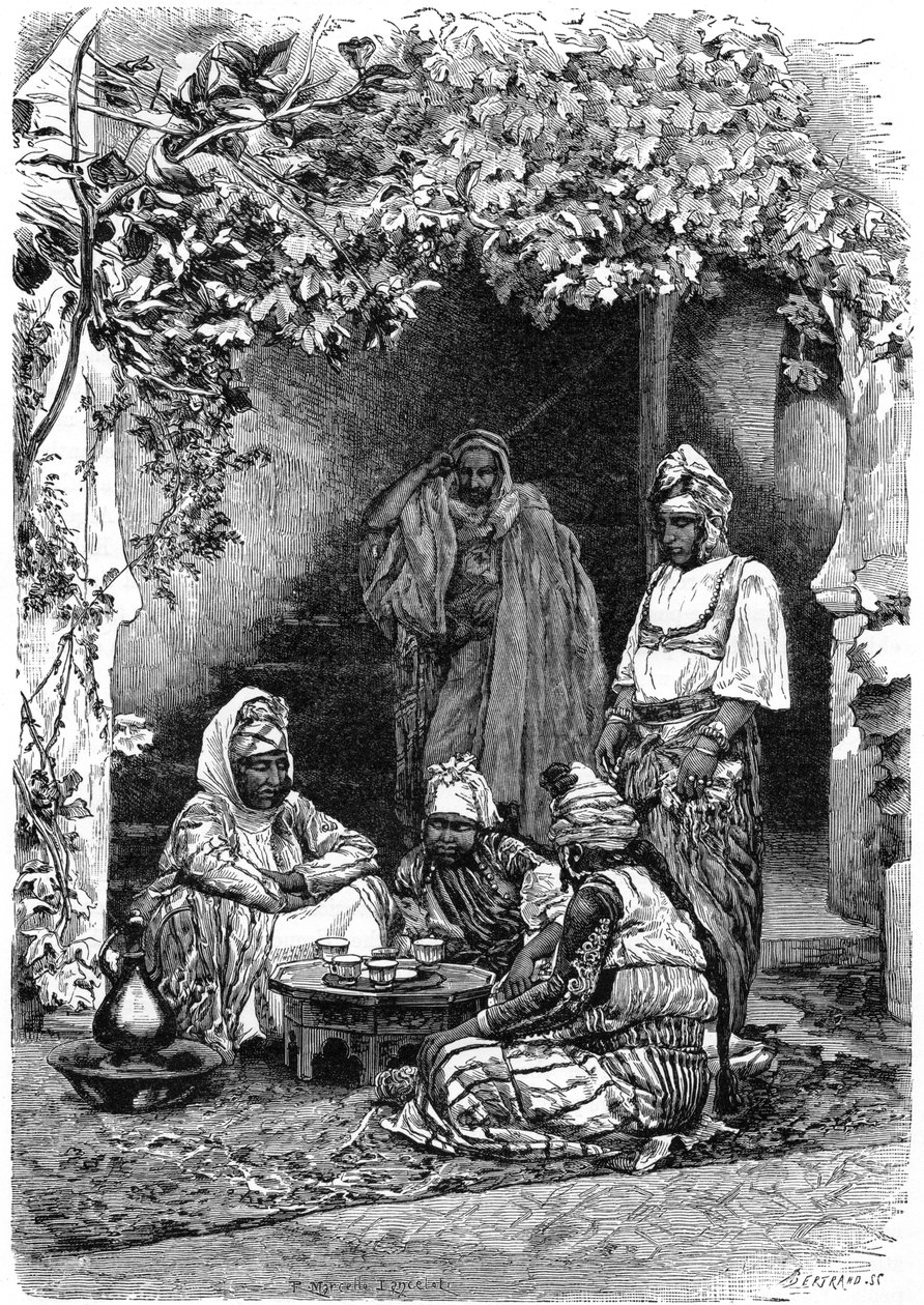 En arabisk familie i Tlemcen, Algeriet, c1890. af Auguste Bertrand